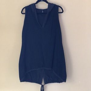 Button back Italian corduroy hooded tunic